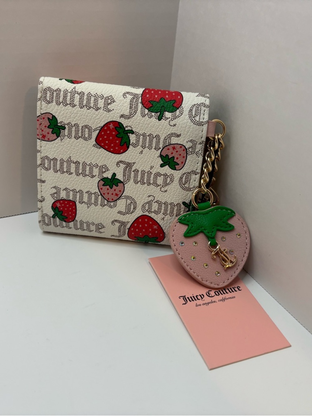Juicy Couture Pink and Red Strawberry mini envelope flap wallet - Picture 2 of 4